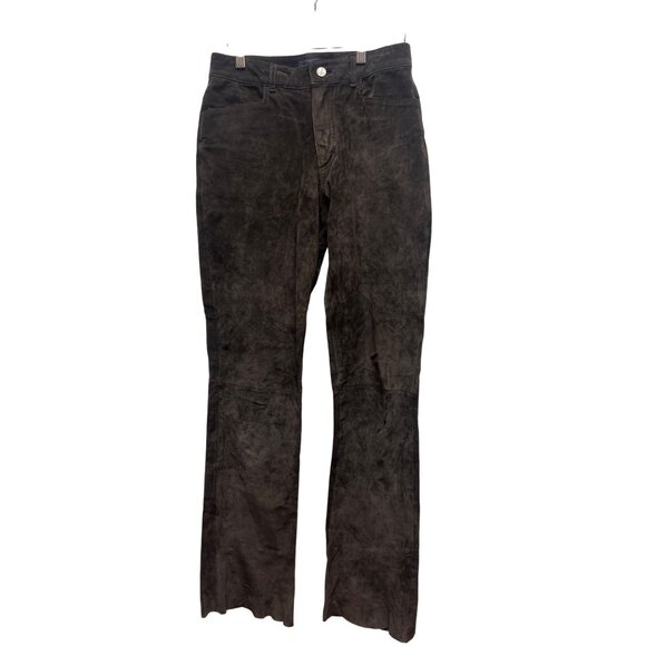 JouJou Skins Vintage 90's Brown Suede Leather Straight Leg Pants - Picture 2 of 7